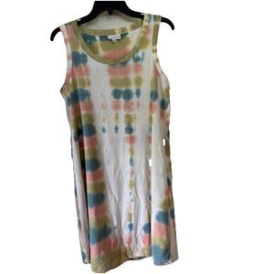 Wonderly Studio Watercolor Tiedye Hippie Women Medium Sleeveless Tank Sun Dress